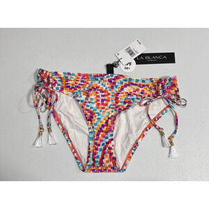 La Blanca Pebble Beach Side-Tie Bikini Swimsuit Bottom Hipster Women’s 8 UPF 50+